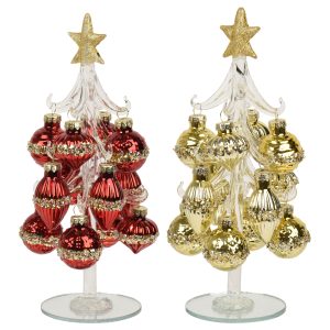 Furnishings 100 Tree glass gold glitter star 2col ass